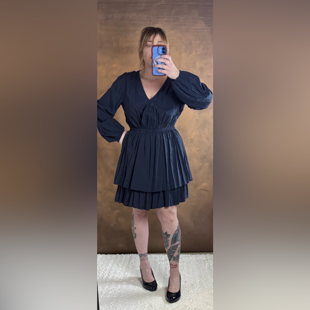 White Birch Navy Long Sleeve Dress